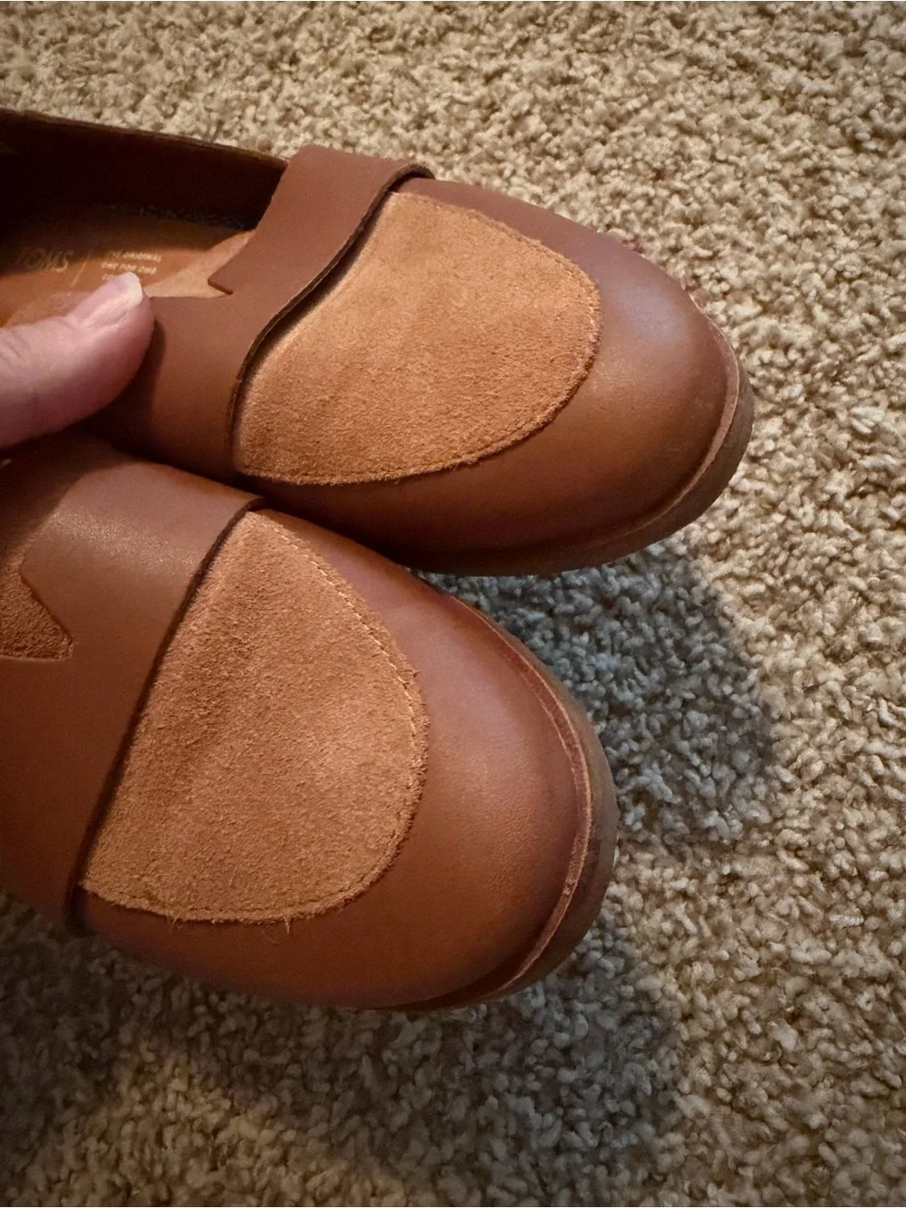 TOMS Women's Estel Cognac Brown Suede Penny Loafers